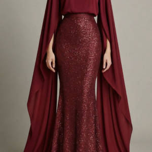 the bordeaux royal cape gown